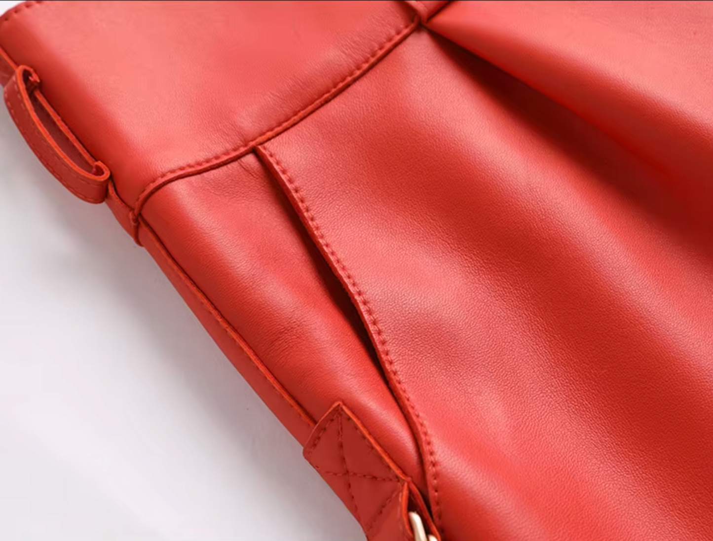Women Leather Shorts High Waist Casual Zipper