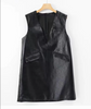 Wine Red Genuine Leather Dress Vest for Women Oversized Sleeveless