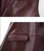 Wine Red Genuine Leather Dress Vest for Women Oversized Sleeveless