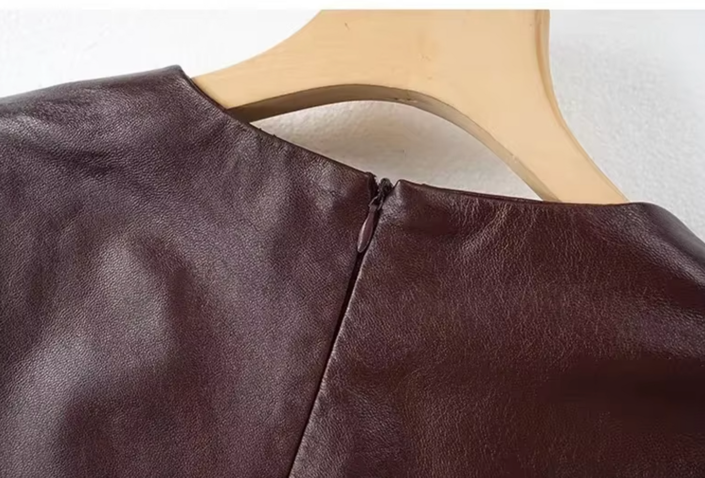 Wine Red Genuine Leather Dress Vest for Women Oversized Sleeveless