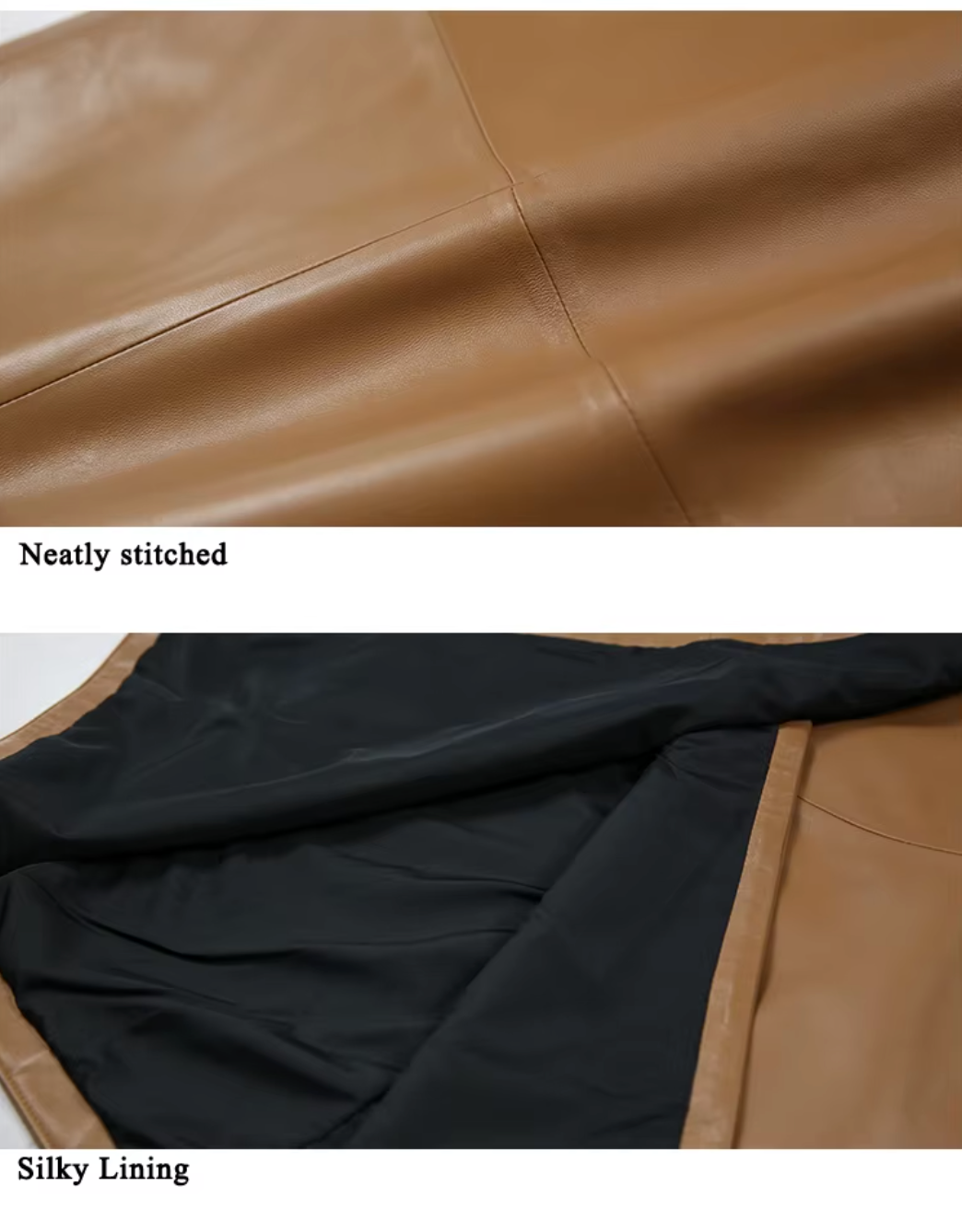 Women’s Real Leather Wrap Skirt Long with Bunny Ear Tie