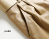 Women Leather Bermuda Shorts with Belt Khaki Midi Above Knee