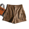 Safari Wide Women Leather Shorts High Waisted Women High Waisted