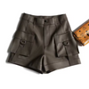 Safari Wide Women Leather Shorts High Waisted Women High Waisted