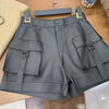 Safari Wide Women Leather Shorts High Waisted Women High Waisted