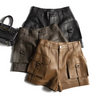 Safari Wide Women Leather Shorts High Waisted Women High Waisted