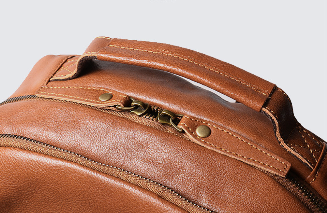Men’s Leather Backpack with Trolley Sleeve