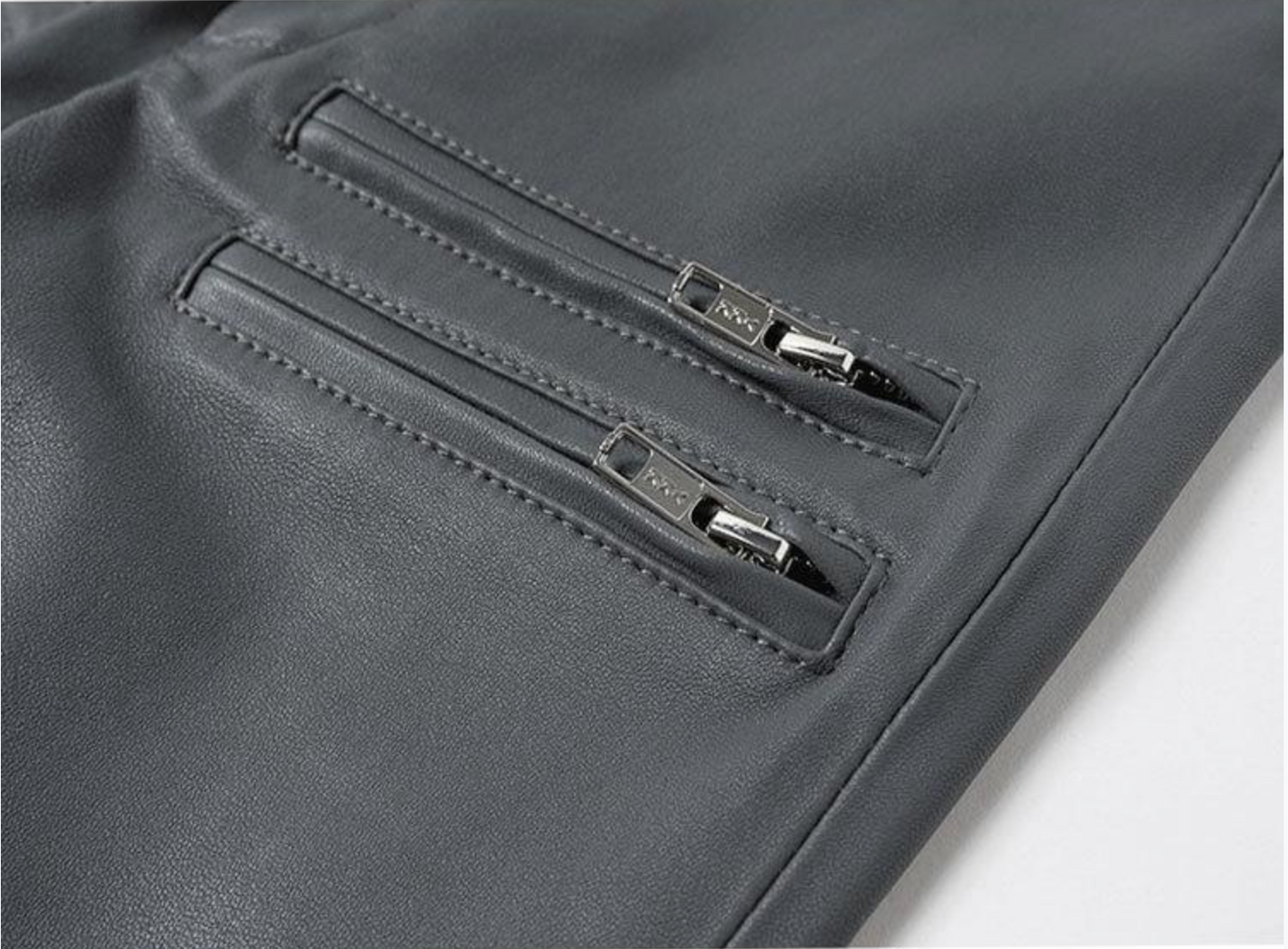 Women Skinny Leather Pants with Zippers