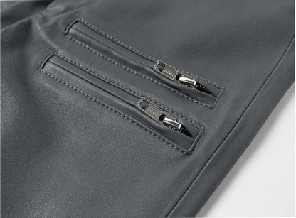 Women Skinny Leather Pants with Zippers