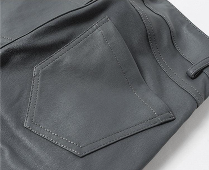 Women Skinny Leather Pants with Zippers