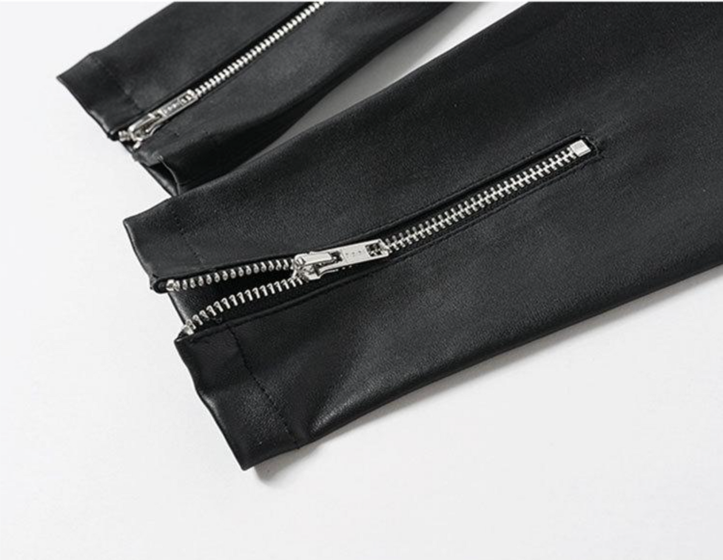Women Skinny Leather Pants with Zippers