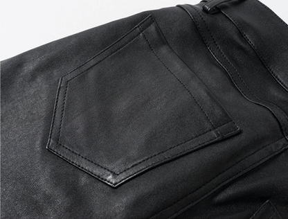 Women Skinny Leather Pants with Zippers