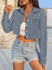 Solid Button Front Crop Shirt