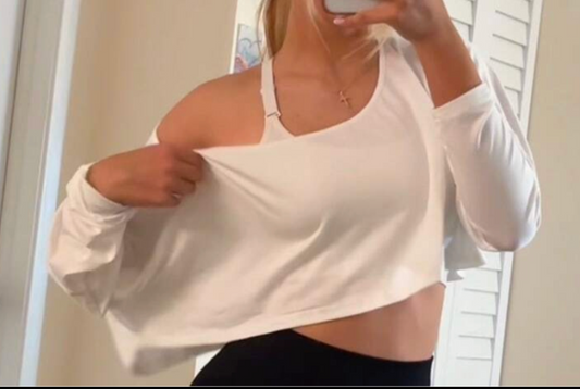 Women's Long Sleeve Casual Blouse Crop Top