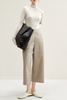 High Rise Leather Elephant Style Pants Straight Leg Midi Culotte