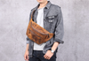 Men’s Crazy Horse Leather Chest Bag Waist Messenger