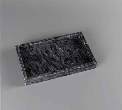 Black Natural Marble Bathroom Tray Luxury Hotel Vanity Organizer