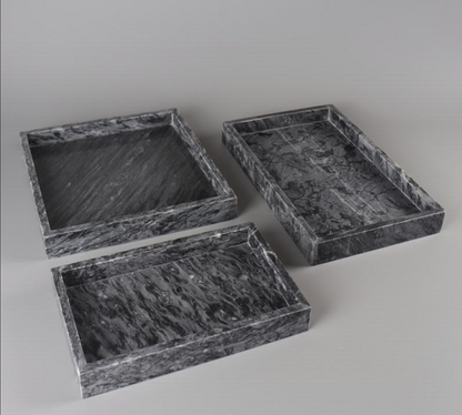 Black Natural Marble Bathroom Tray Luxury Hotel Vanity Organizer