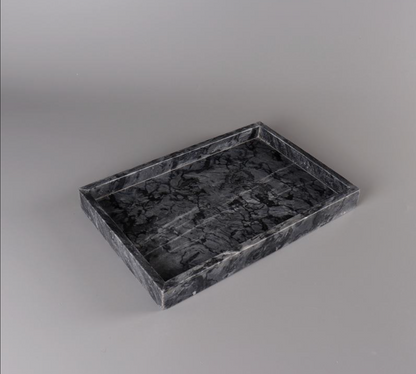 Black Natural Marble Bathroom Tray Luxury Hotel Vanity Organizer
