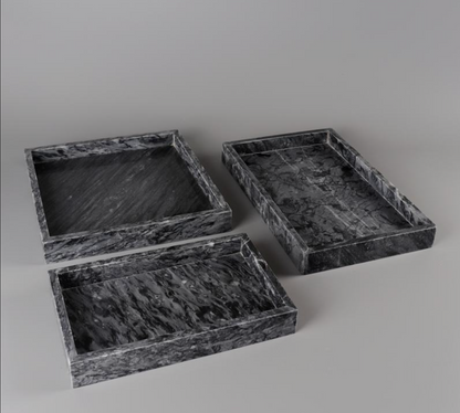 Black Natural Marble Bathroom Tray Luxury Hotel Vanity Organizer