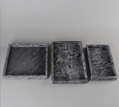 Black Natural Marble Bathroom Tray Luxury Hotel Vanity Organizer