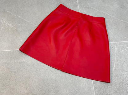Korean Style Leather A-Line High Waisted With Heart Pockets
