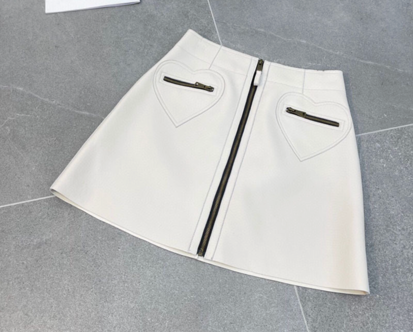 Korean Style Leather A-Line High Waisted With Heart Pockets