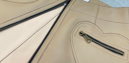 Korean Style Leather A-Line High Waisted With Heart Pockets