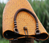 Straw Rattan Bucket Bag with Wooden Bead Handles