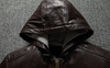 Men Hooded Goatskin Leather Bomber Baseball Jacket