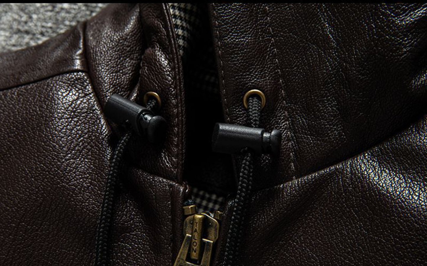 Men Hooded Goatskin Leather Bomber Baseball Jacket