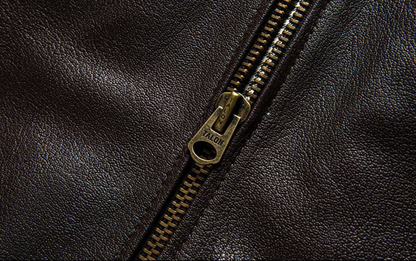 Men Hooded Goatskin Leather Bomber Baseball Jacket