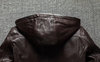 Men Hooded Goatskin Leather Bomber Baseball Jacket