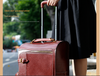 Leather Trolley Suitcase Large Capacity 20 Inch Rolling Luggage
