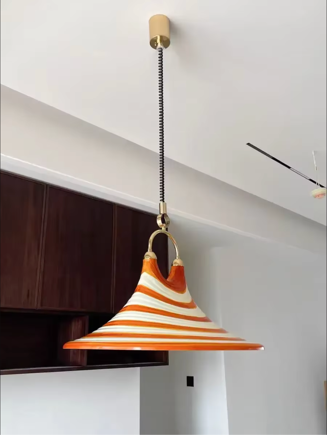 Retro Horn Pendant Light Adjustable Plexiglass Ceiling Chandelier