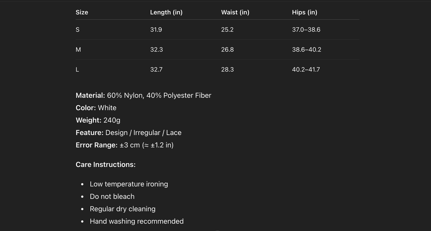 Summer White Lace Irregular High Waist Skirt for Women