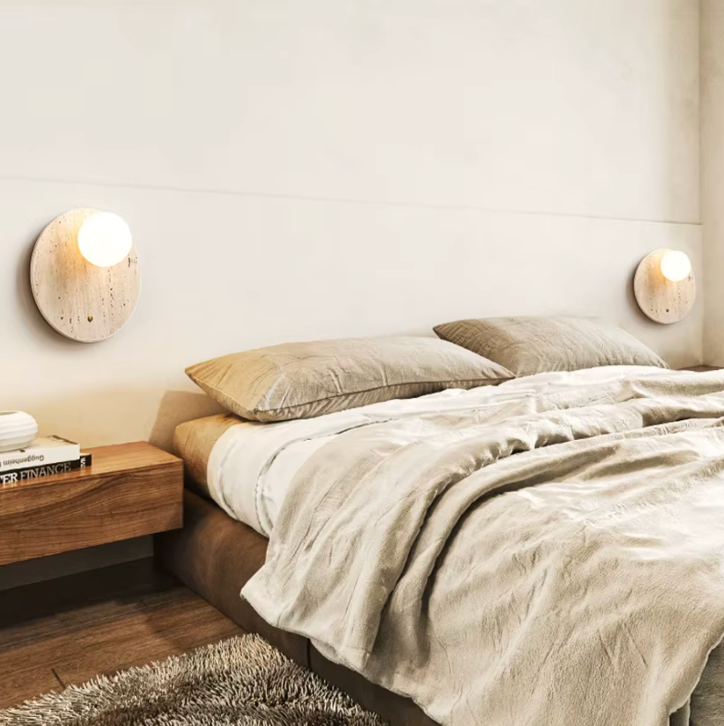 Yellow Travertine Wall Lamp Modern Wabi-Sabi Stone Sconce