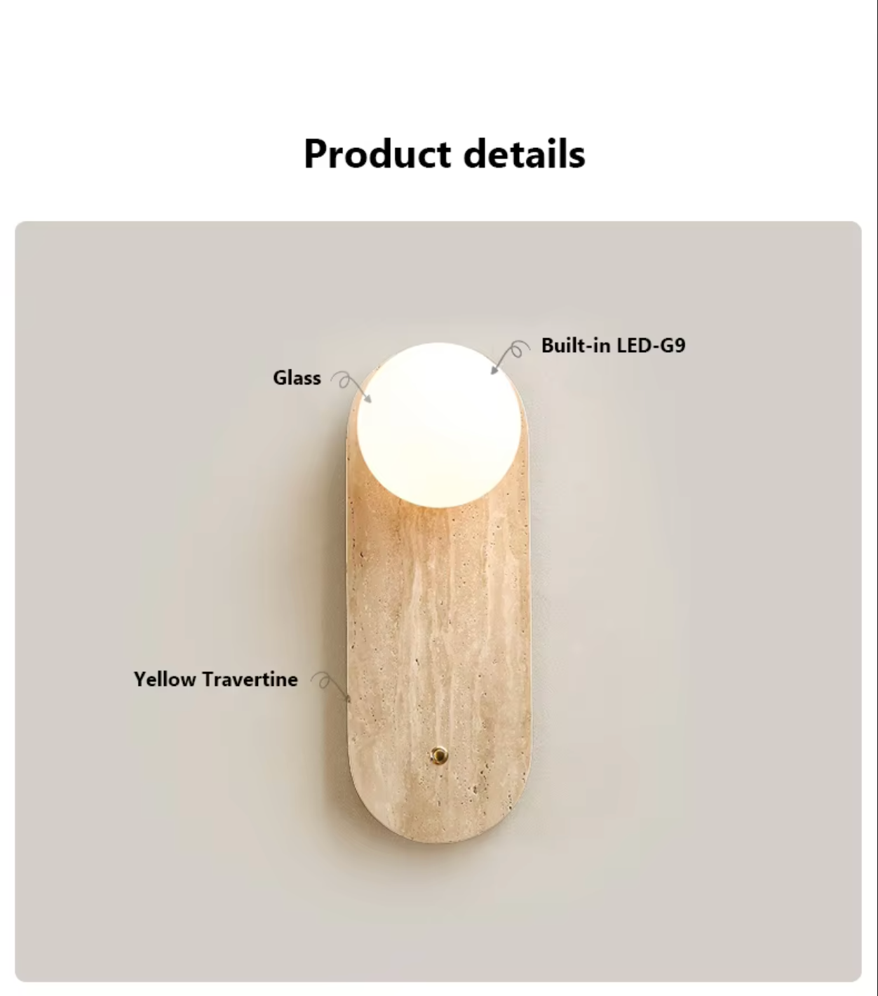 Yellow Travertine Wall Lamp Modern Wabi-Sabi Stone Sconce