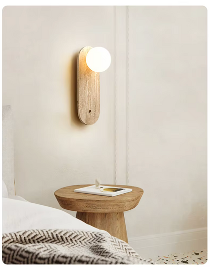 Yellow Travertine Wall Lamp Modern Wabi-Sabi Stone Sconce