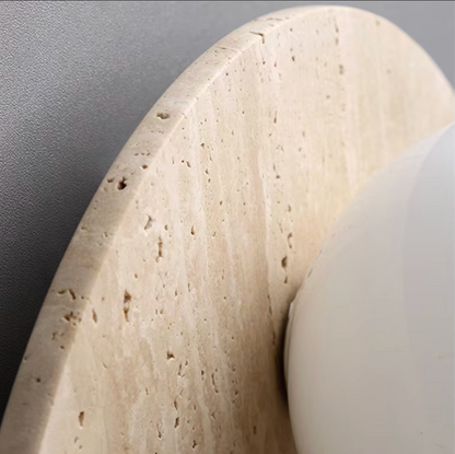 Yellow Travertine Wall Lamp Modern Wabi-Sabi Stone Sconce