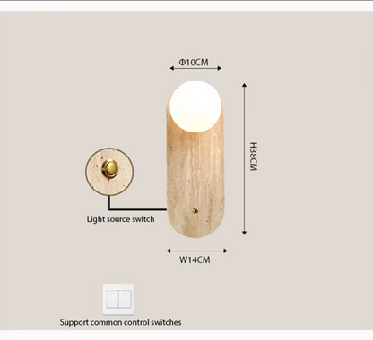 Yellow Travertine Wall Lamp Modern Wabi-Sabi Stone Sconce