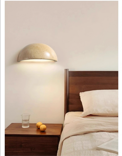 Yellow Travertine Semi Circular Wall Lamp Natural Stone