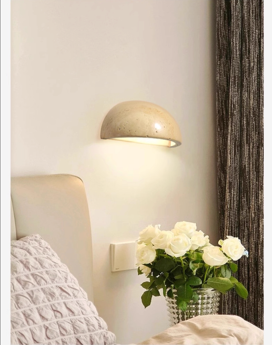 Yellow Travertine Semi Circular Wall Lamp Natural Stone