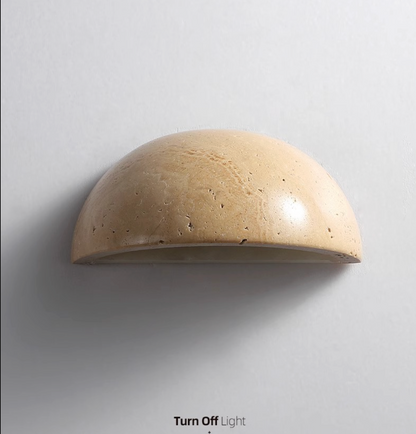 Yellow Travertine Semi Circular Wall Lamp Natural Stone
