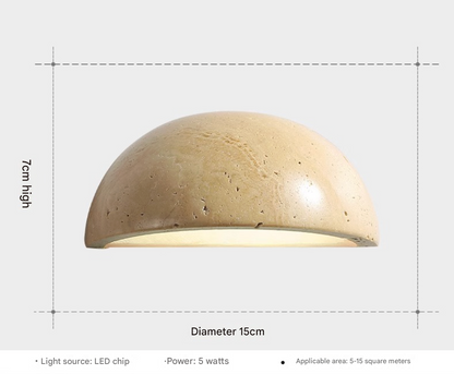 Yellow Travertine Semi Circular Wall Lamp Natural Stone