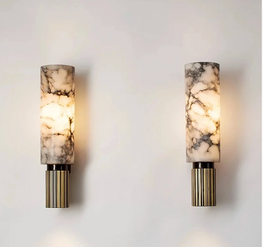 Modern All-Copper Marble Wall Lamp Cylinder Wall Sconce