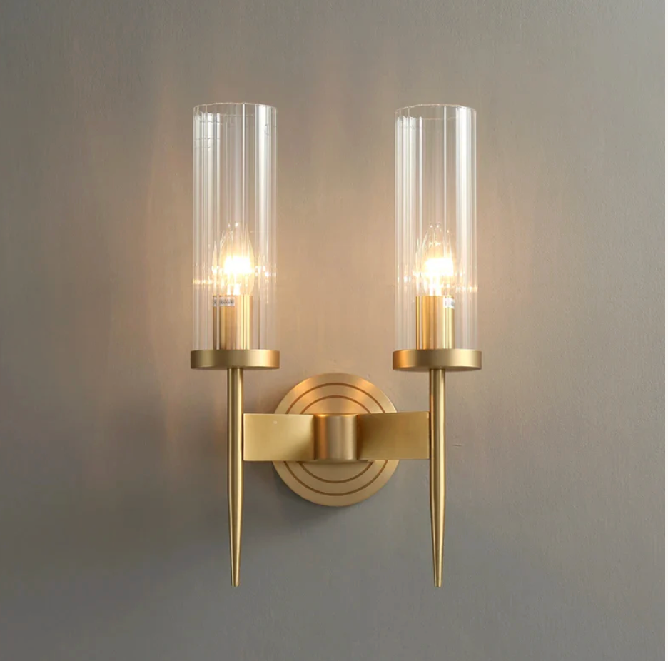 Modern Glass Shade Copper Wall Light Wall-Mounted Sconce