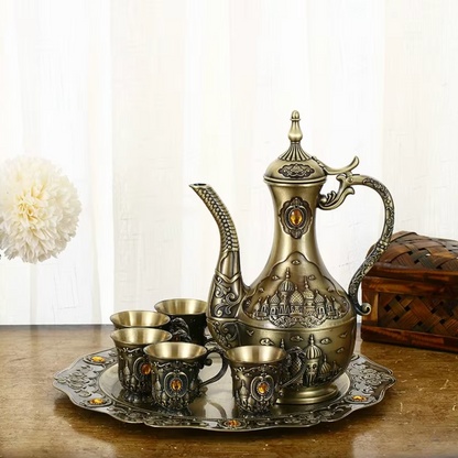 Retro Bronze Wine Set with Tray Palace Design
