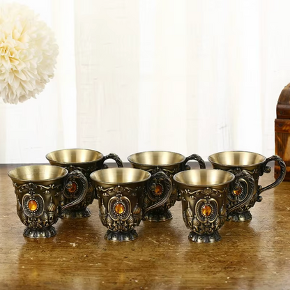 Retro Bronze Wine Set with Tray Palace Design