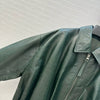 Women Green Leather Bomber Jacket Cropped Pleated